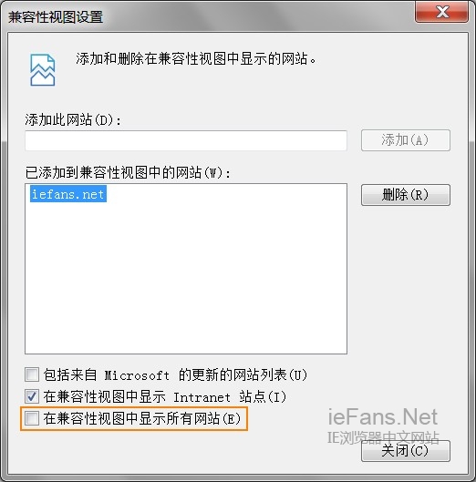 勾选“在兼容性视图中显示所有网站” 勾选“在兼容性视图中显示所有网站”
